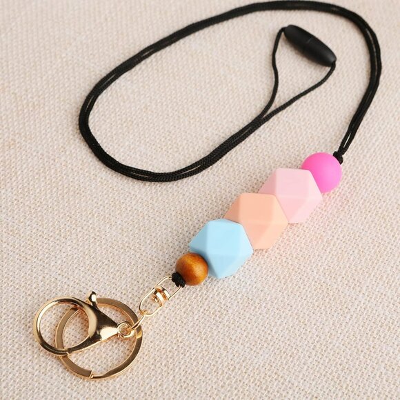 3PCS Teacher Breakaway Lanyards for Id Badges and Keys, Beaded Cute Badge Lanyar - Picture 3 of 7